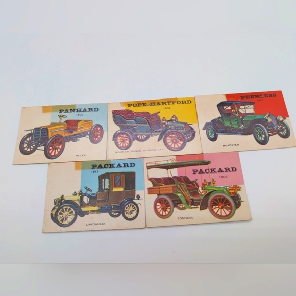 1954 Topps Car Cards 1900s Packard Panhard Pope-Hartford Peerless Set Of 5 - Picture 1 of 2